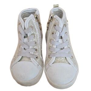 Michael Kors Kids Skate‎ Split Hi Top Sneakers SZ 6 White Gold Glitter Heart